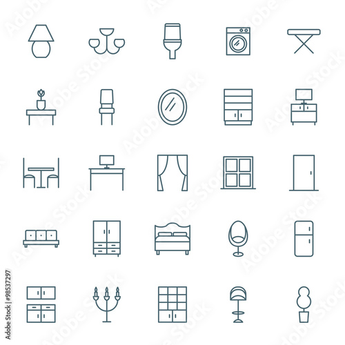Interior vector icons set