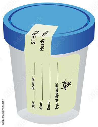 Sterile container with a label