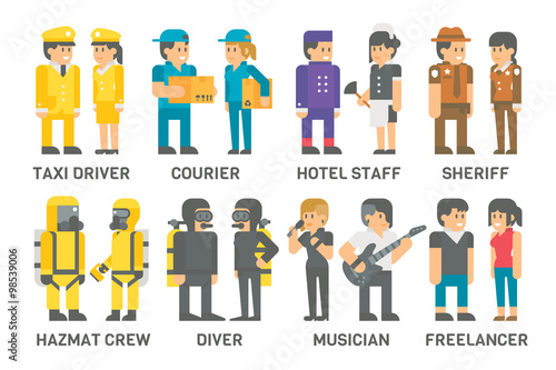 Flat design people with professions set