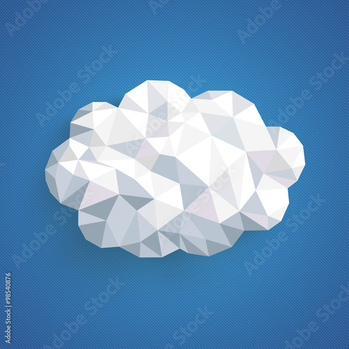 Low Poly Paper Cloud Striped Blue Sky