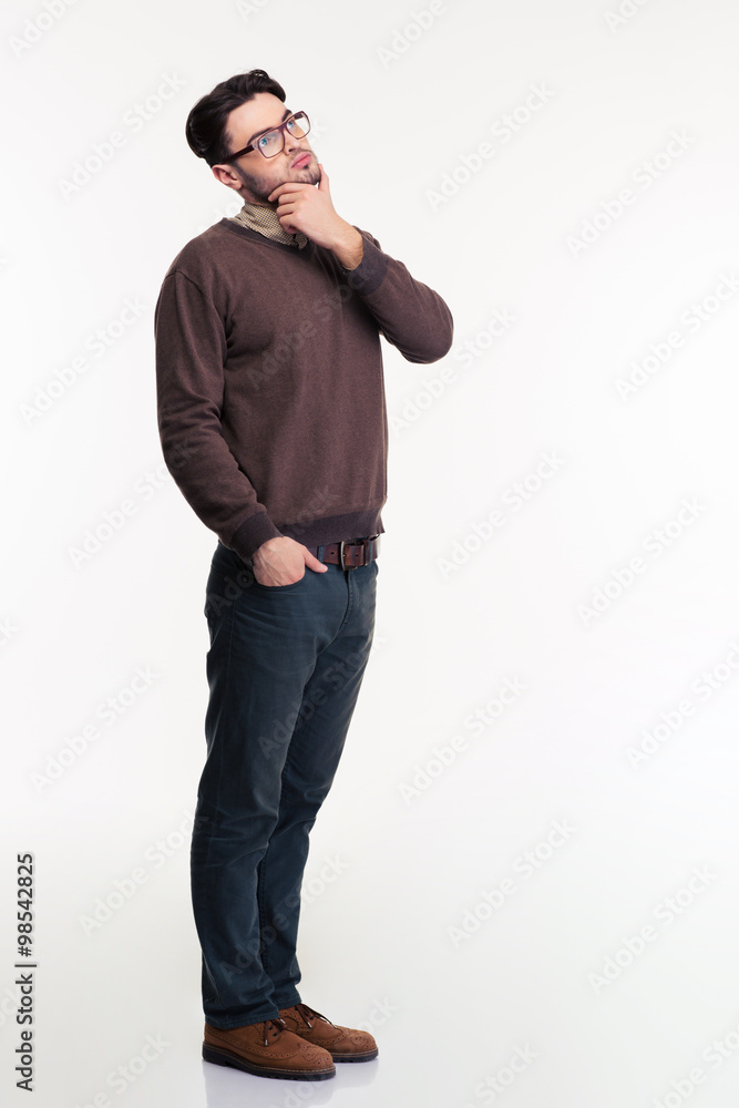 Full length portrait of a pensive man Full length portrait of a pensive man