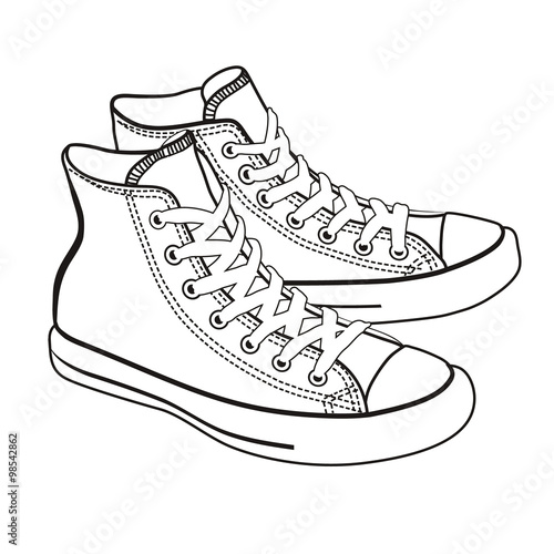 vector isolated cartoon sneakers lineart