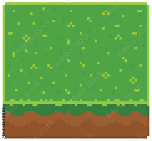 Texture for platformers pixel art vector - ground mud block with grass on top