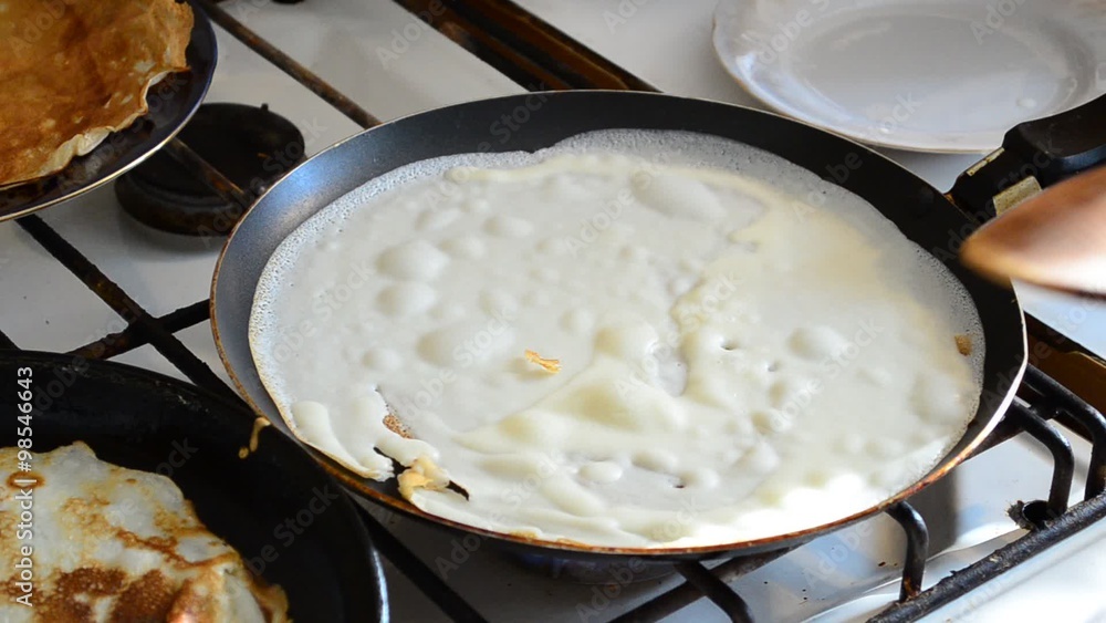 Preparation of pancakes in kitchen Preparation of pancakes in kitchen