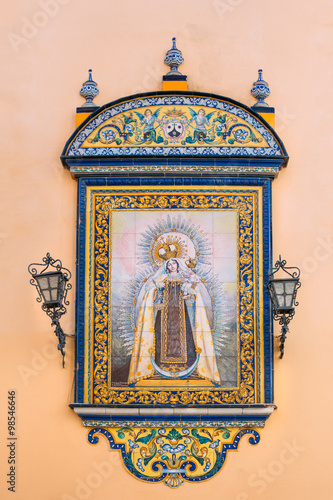  The tiled icon on wall of oldest city Church of Santa Ana, loca photo