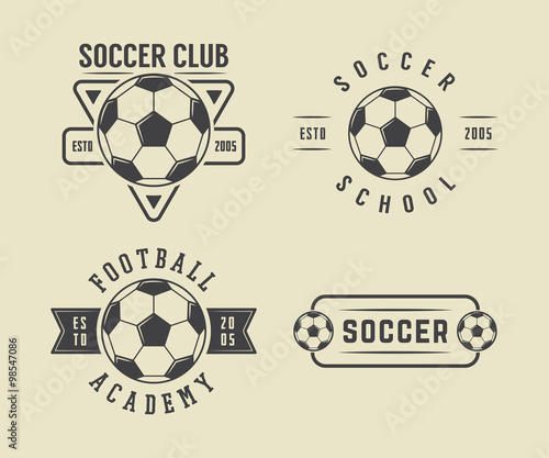 Set of vintage soccer or football logo, emblem, badge 
