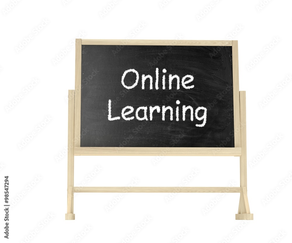 Fototapeta premium Online learning concept. Blackboard, chalkboard isolated on white