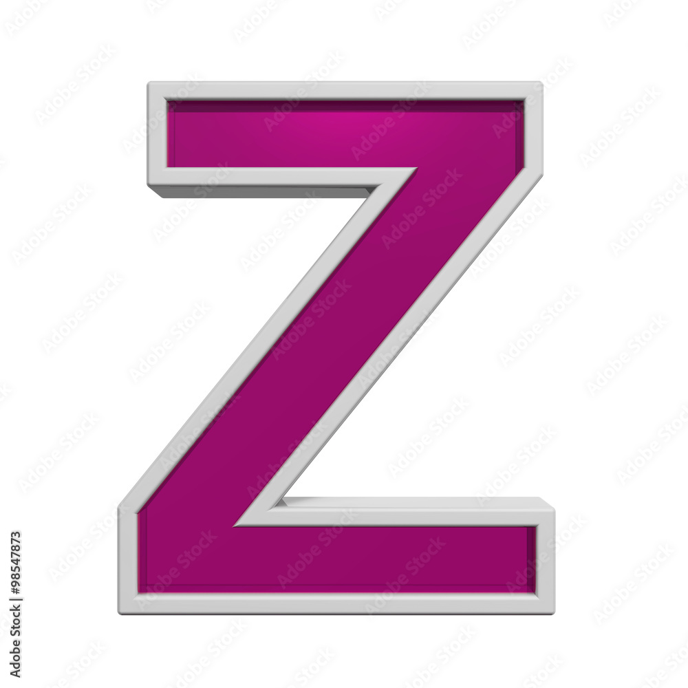 One letter from pink glass with white frame alphabet set, isolated on white. Computer generated 3D photo rendering. One letter from pink glass with white frame alphabet set, isolated on white. Computer generated 3D photo rendering.