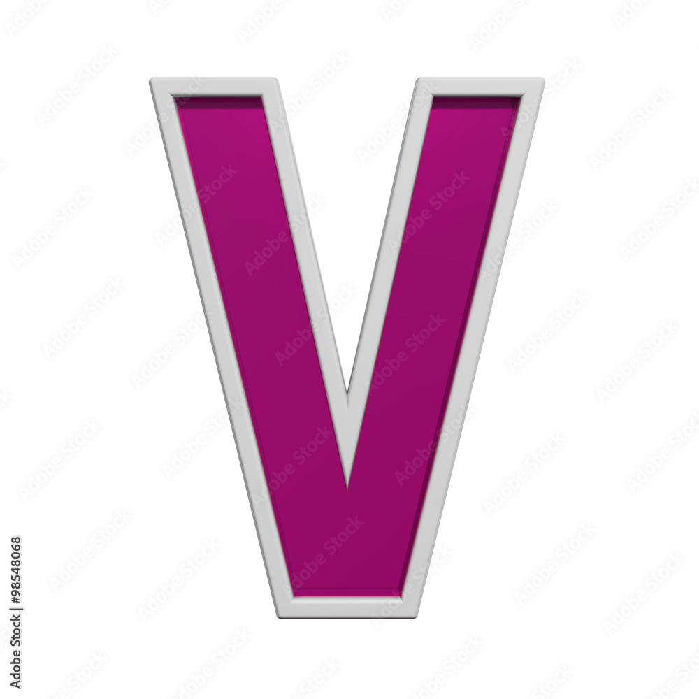 One letter from pink glass with white frame alphabet set, isolated on white. Computer generated 3D photo rendering. One letter from pink glass with white frame alphabet set, isolated on white. Computer generated 3D photo rendering.