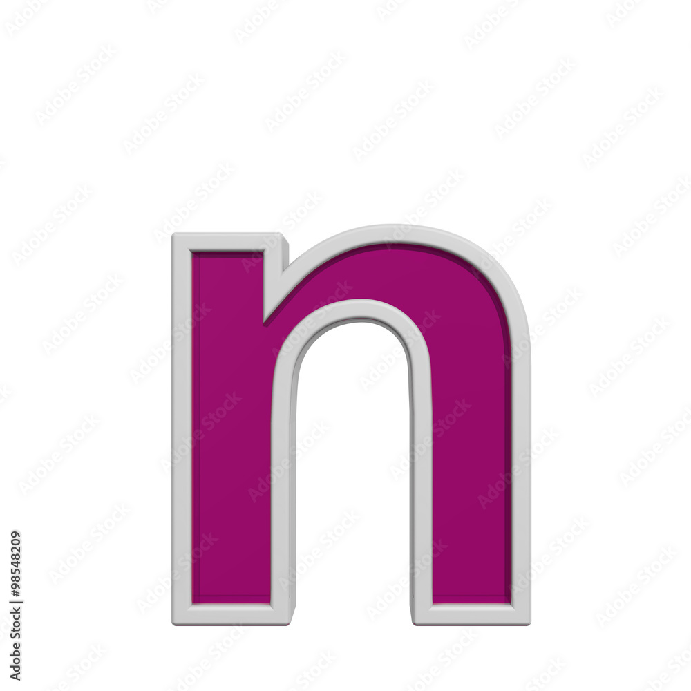 One lower case letter from pink glass with white frame alphabet set, isolated on white. Computer generated 3D photo rendering. One lower case letter from pink glass with white frame alphabet set, isolated on white. Computer generated 3D photo rendering.