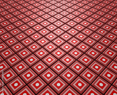 Wallpaper Mural Fleeing red and pink tiles, with a white central round Torontodigital.ca