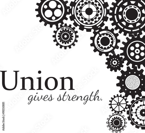 Business mechanism concept. Abstract background with connected gears and icons for strategy, service, analytics, research, seo, digital marketing, communicate concepts. Vector  illustration of frrame