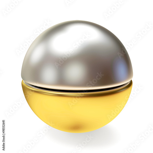 Silver and golden shining ball isolated on white background