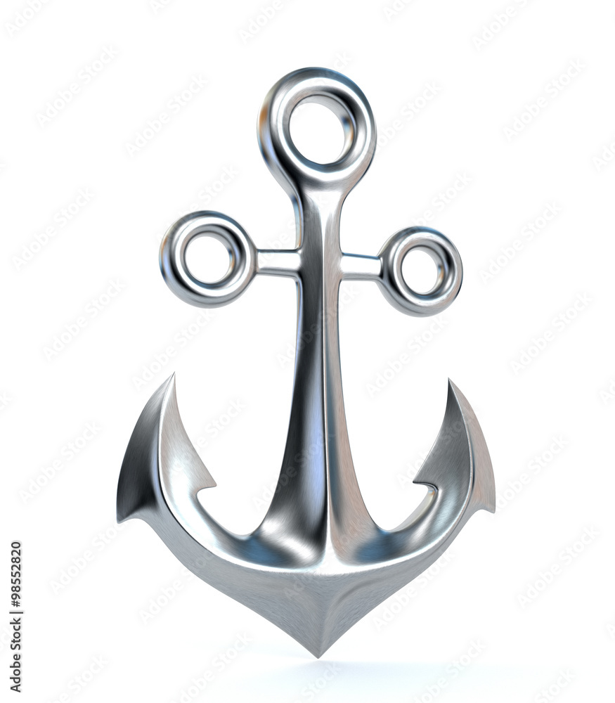 Chrome anchor, isolated on a white background. 3d illustration. Chrome anchor, isolated on a white background. 3d illustration.