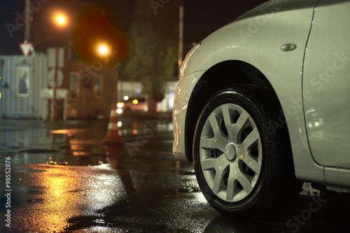 car on the road in rainy weather © Himchenko