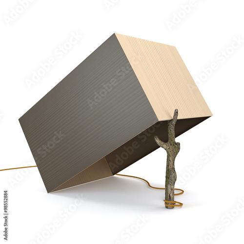 Traps from the box and branches isolated on white background. 3d
