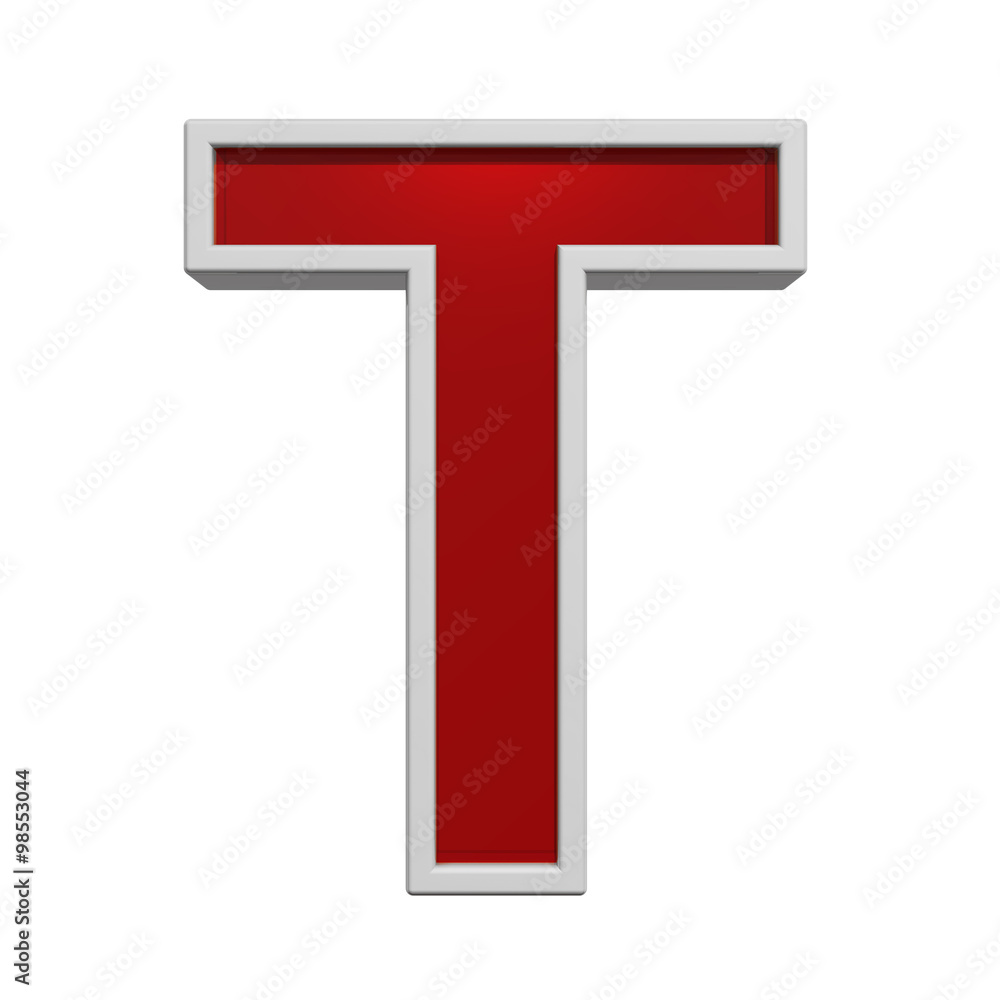 One letter from red glass with white frame alphabet set, isolated on white. Computer generated 3D photo rendering. One letter from red glass with white frame alphabet set, isolated on white. Computer generated 3D photo rendering.