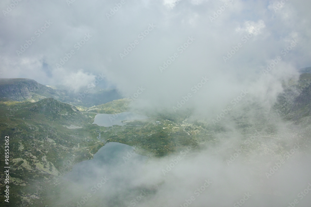 Clouds over The Twin, The Trefoil, the Fish and The Lower Lakes, The Seven Rila Lakes, Bulgaria