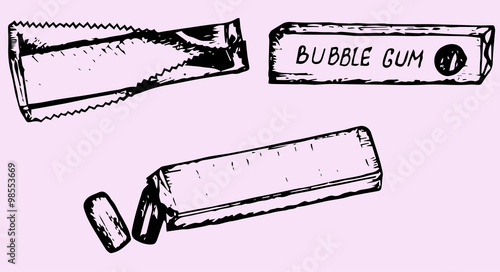 chewing gum, doodle style, hand drawn