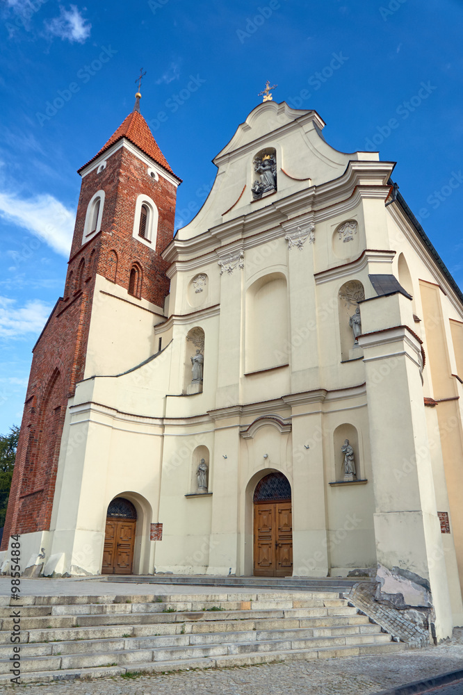 The baroque church with a Gothic tower in Gniezno.