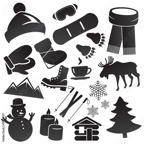 Winter icon set. Vector art.