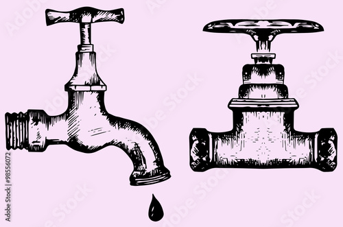 water tap, doodle style, sketch illustration