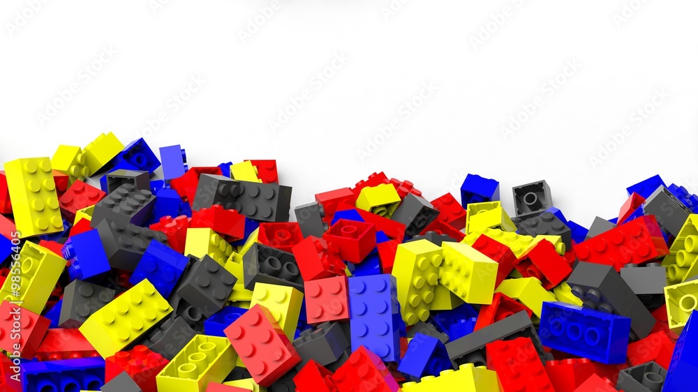 Pile of colorful lego blocks, isolated on white background. Stock  Illustration | Adobe Stock
