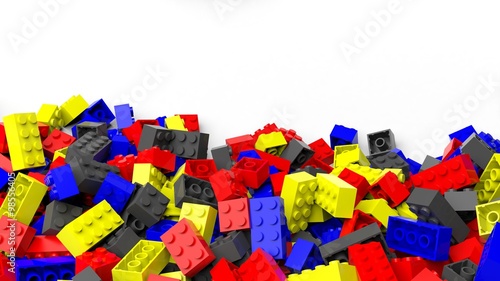 Pile of colorful Bricks, isolated on white background.