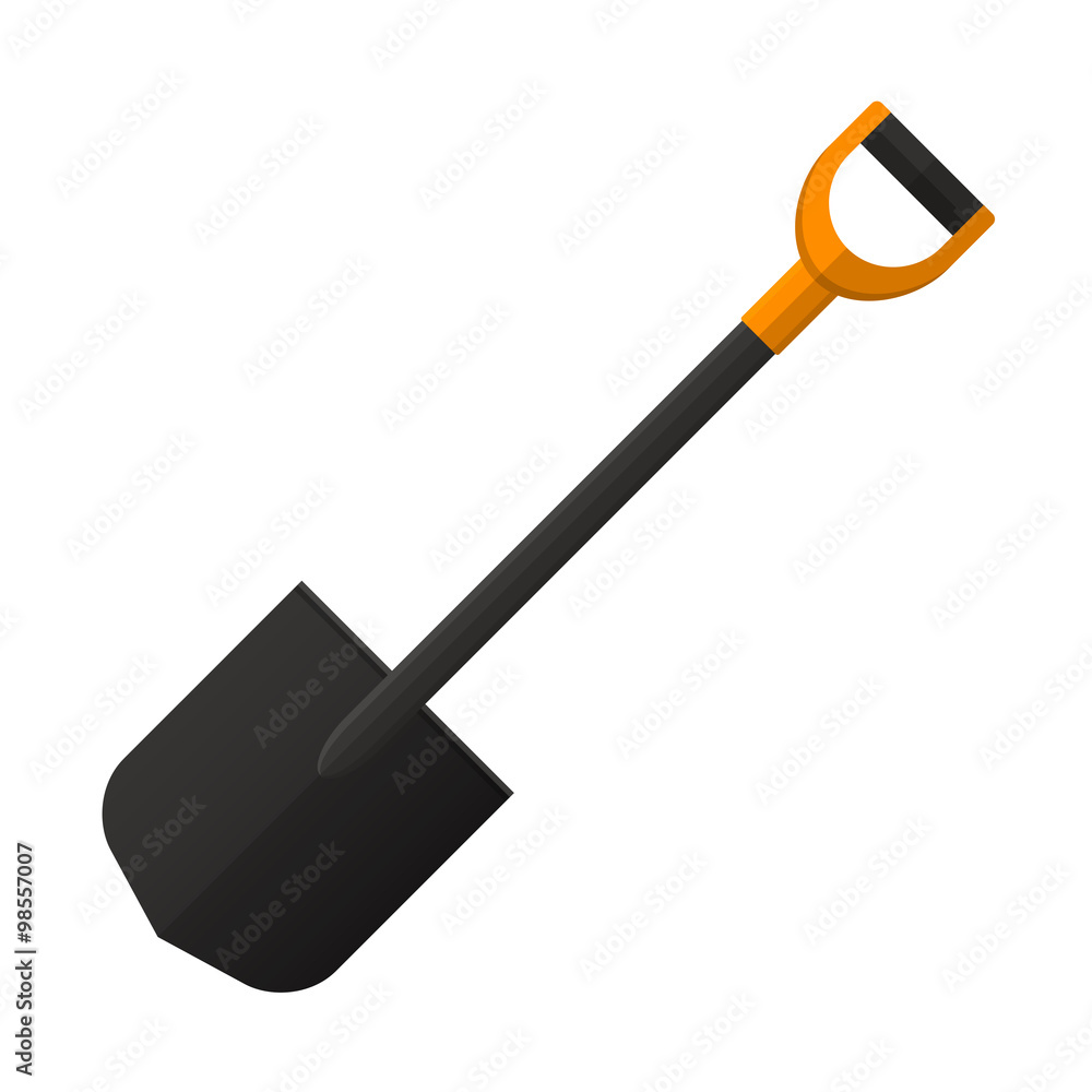 Vector illustration. Shovel in flat design isolated on white background Vector illustration. Shovel in flat design isolated on white background