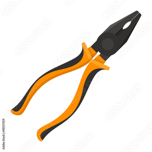 Vector illustration. Pliers with rubber handles in flat design isolated on white background 