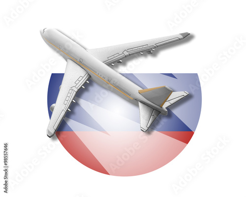 Plane and Russia flag.