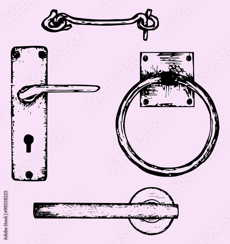 door handles, doodle style, sketch illustration