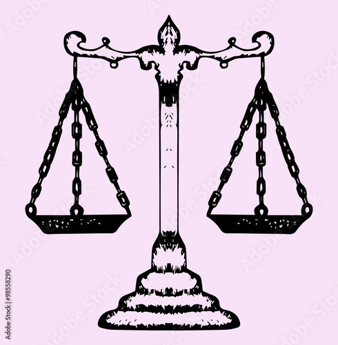 scales of justice, doodle style, sketch illustration
