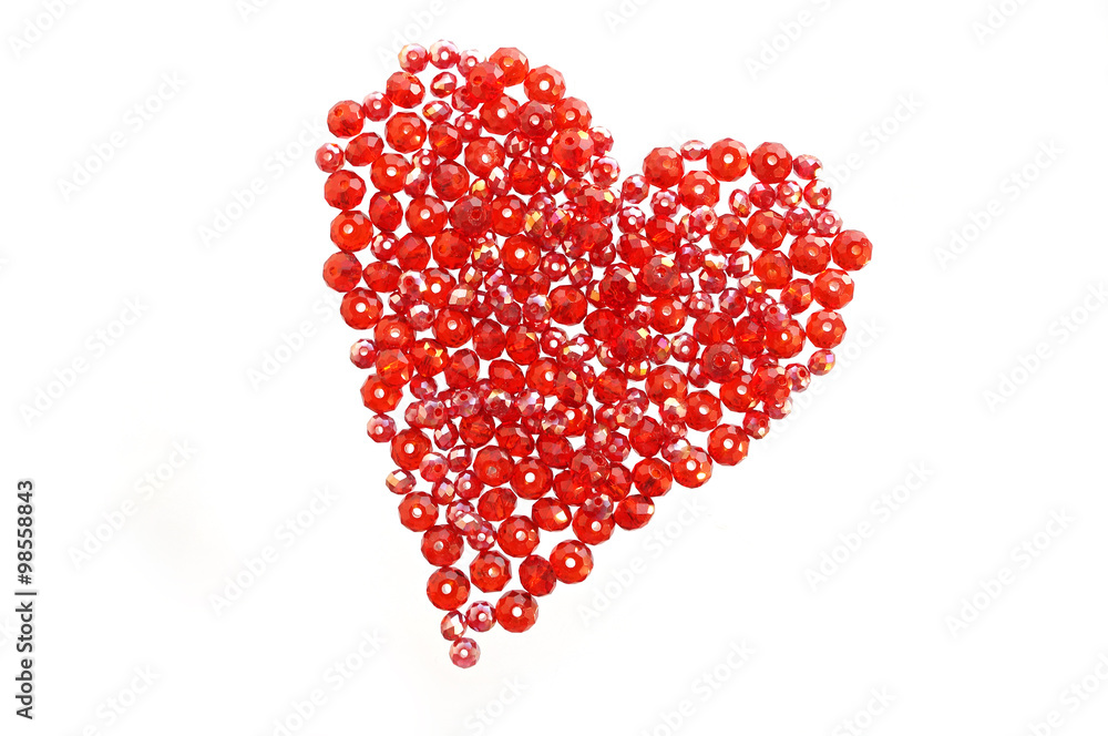 Red heart made from glass beads Red heart made from glass beads