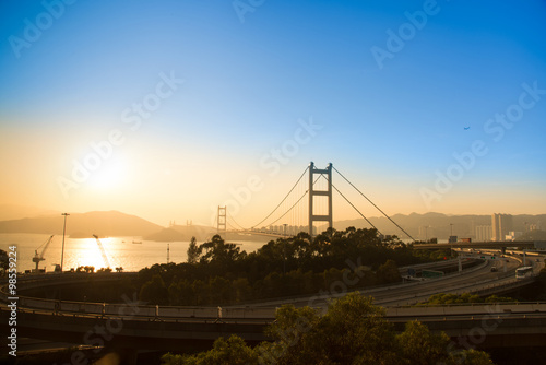 Hong Kong Bridge,It is beautiful Tsing Ma Bridge in Hong Kong