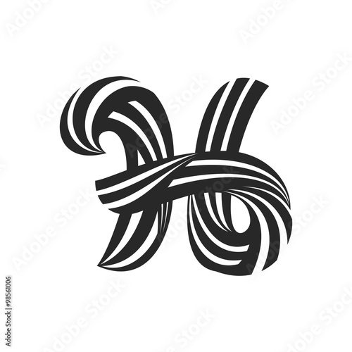 H letter logo formed by twisted lines.