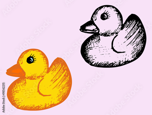 bath rubber duck, doodle style, sketch illustration