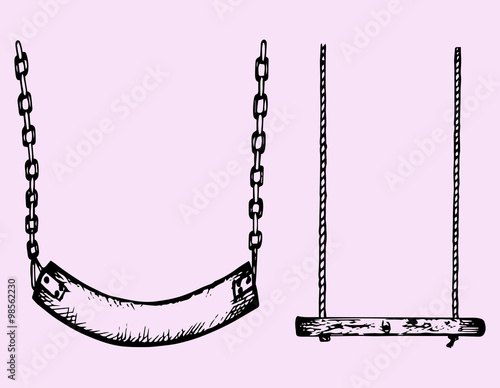 garden swing hanging, doodle style, sketch illustration