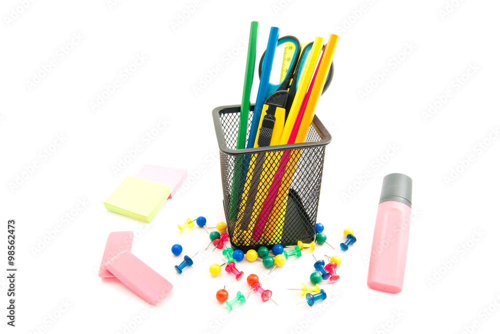 Fototapeta premium stickers and other stationery on white