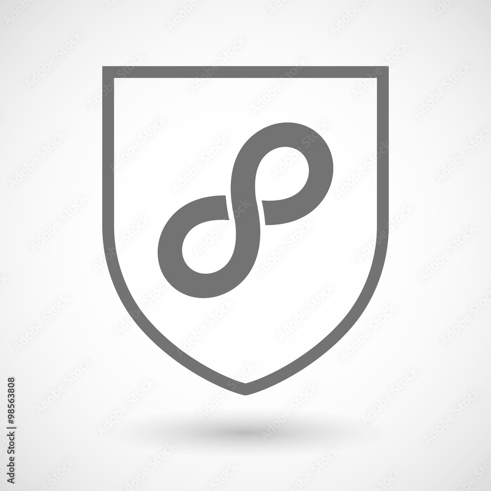 Line art shield icon with an infinite sign Line art shield icon with an infinite sign