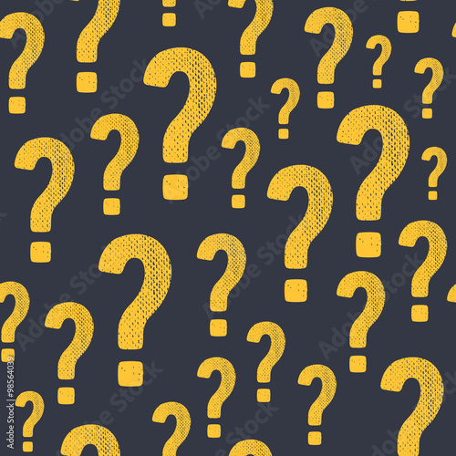 Vector grunge question mark seamless pattern. Query background. Question and answer concept