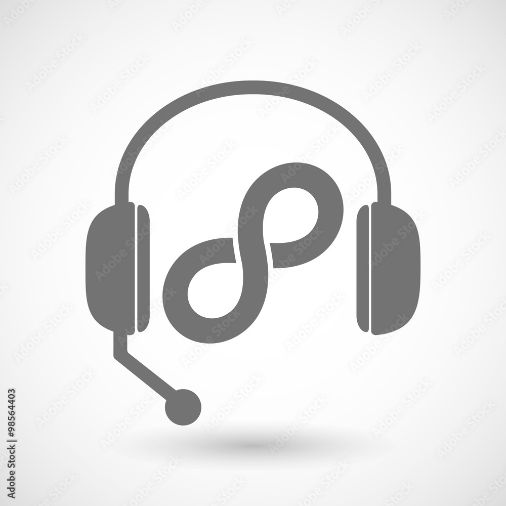 Assistance headset icon with an infinite sign Assistance headset icon with an infinite sign