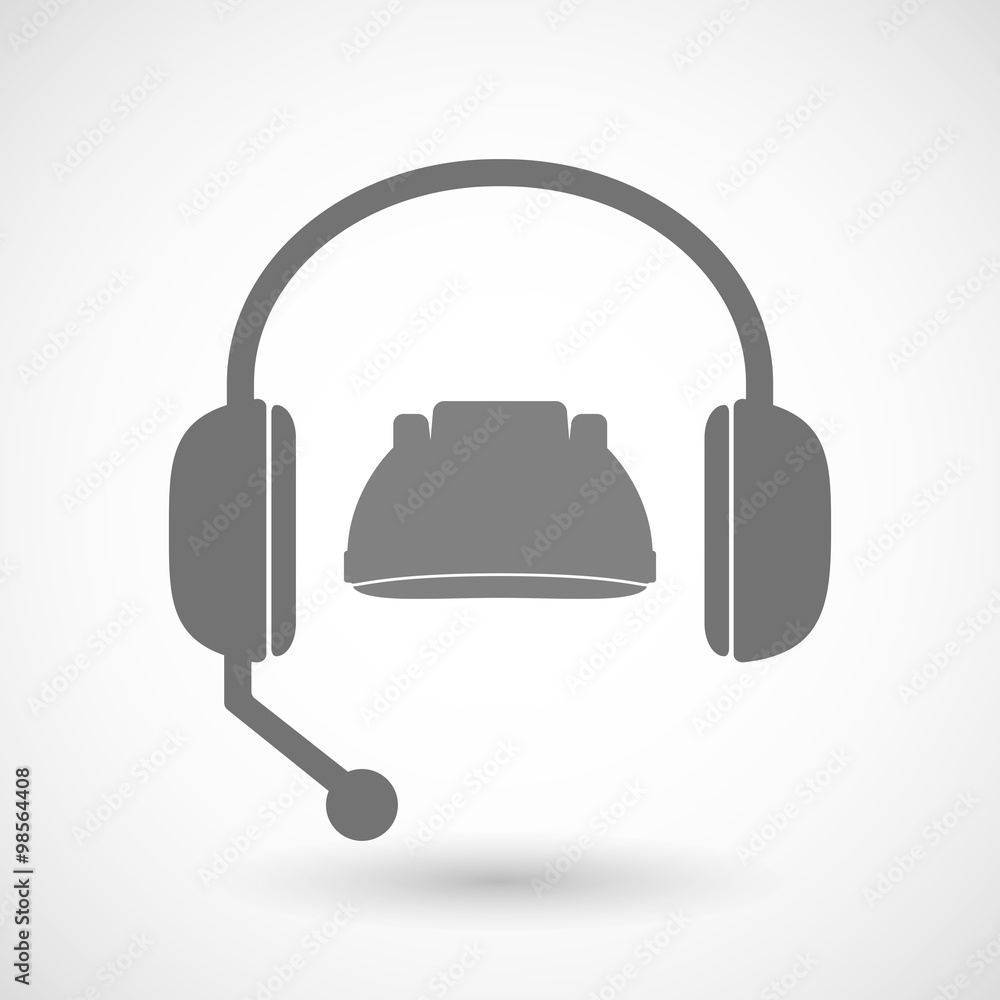 Assistance headset icon with a work helmet Assistance headset icon with a work helmet