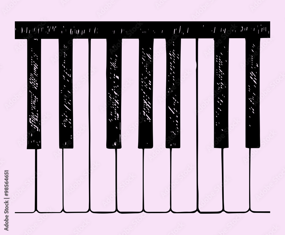 piano keys, doodle style, hand drawn