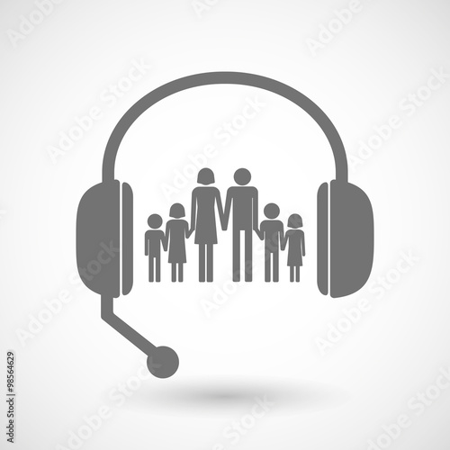 Assistance headset icon with a large family  pictogram
