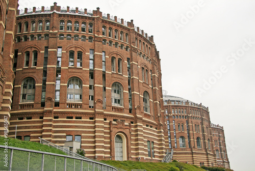 VIENNA, AUSTRIA - APRIL 23, 2010: Gasometer buildings in Simmering district, Vienna, Austria