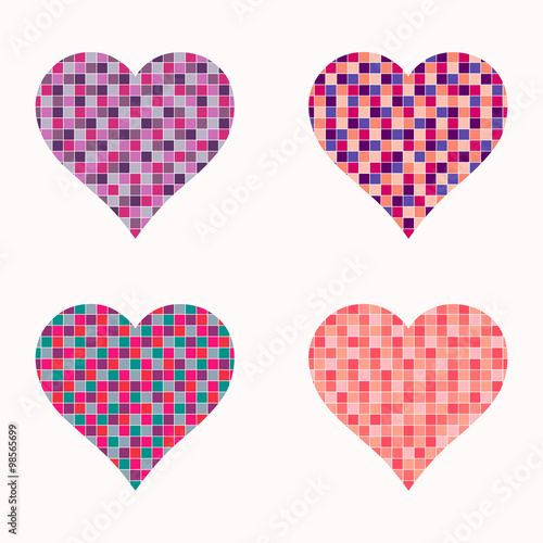 Set of colorful hearts  vector illustration