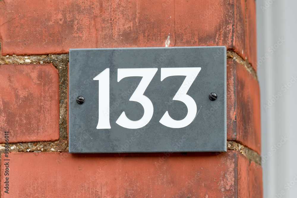 House number 133 sign