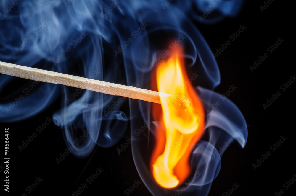 Ignited match and blown off match isolated on black Ignited match and blown off match isolated on black