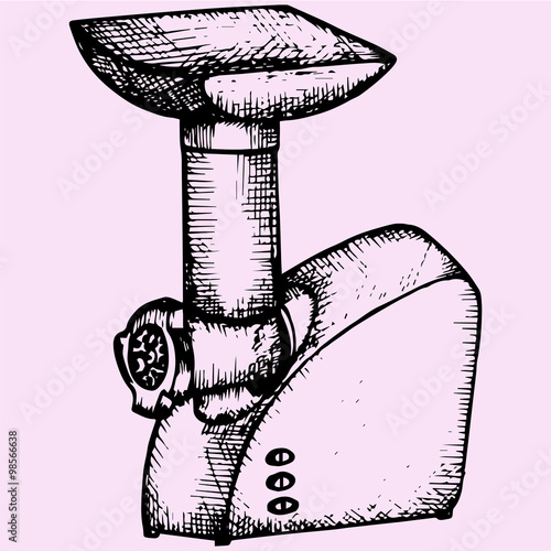 electric meat grinder, doodle style, sketch illustration